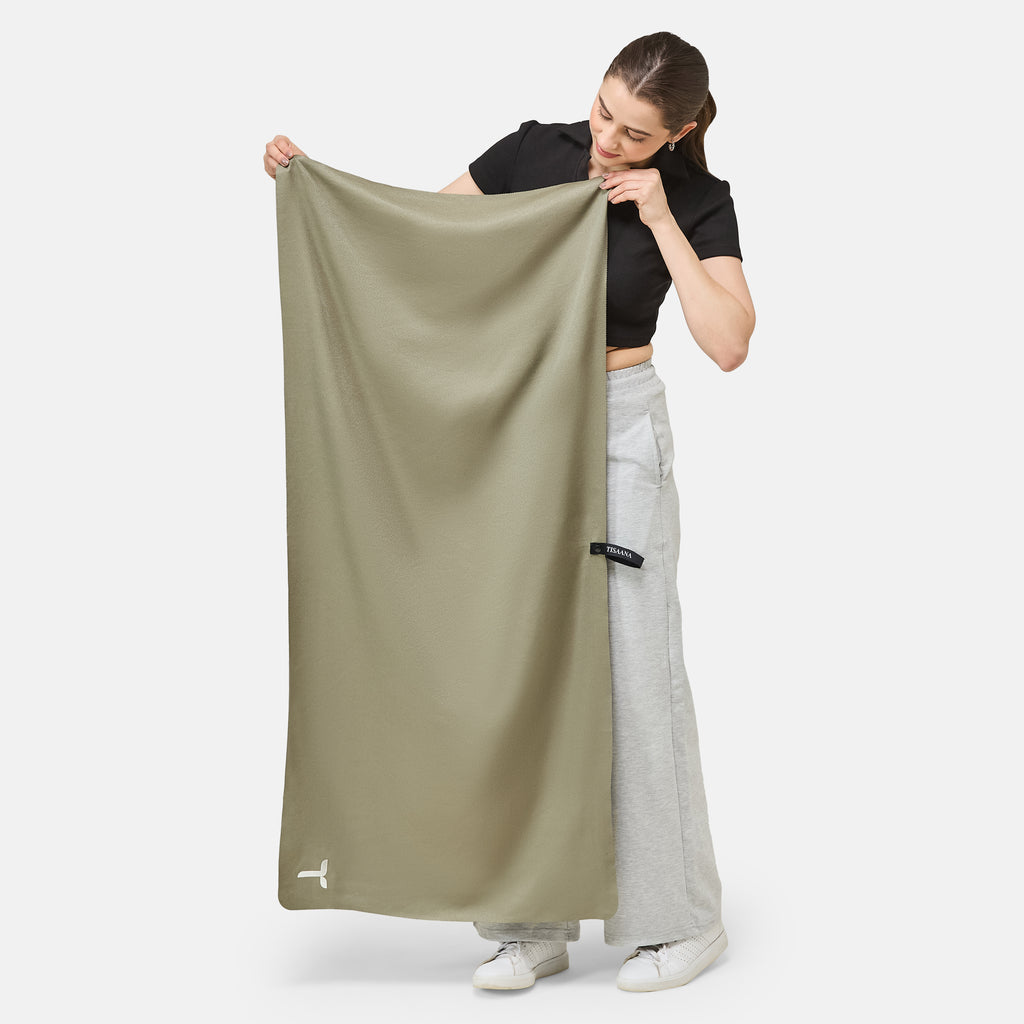 NanoLite Outdoor Shower Towel - Compact & Olive Green