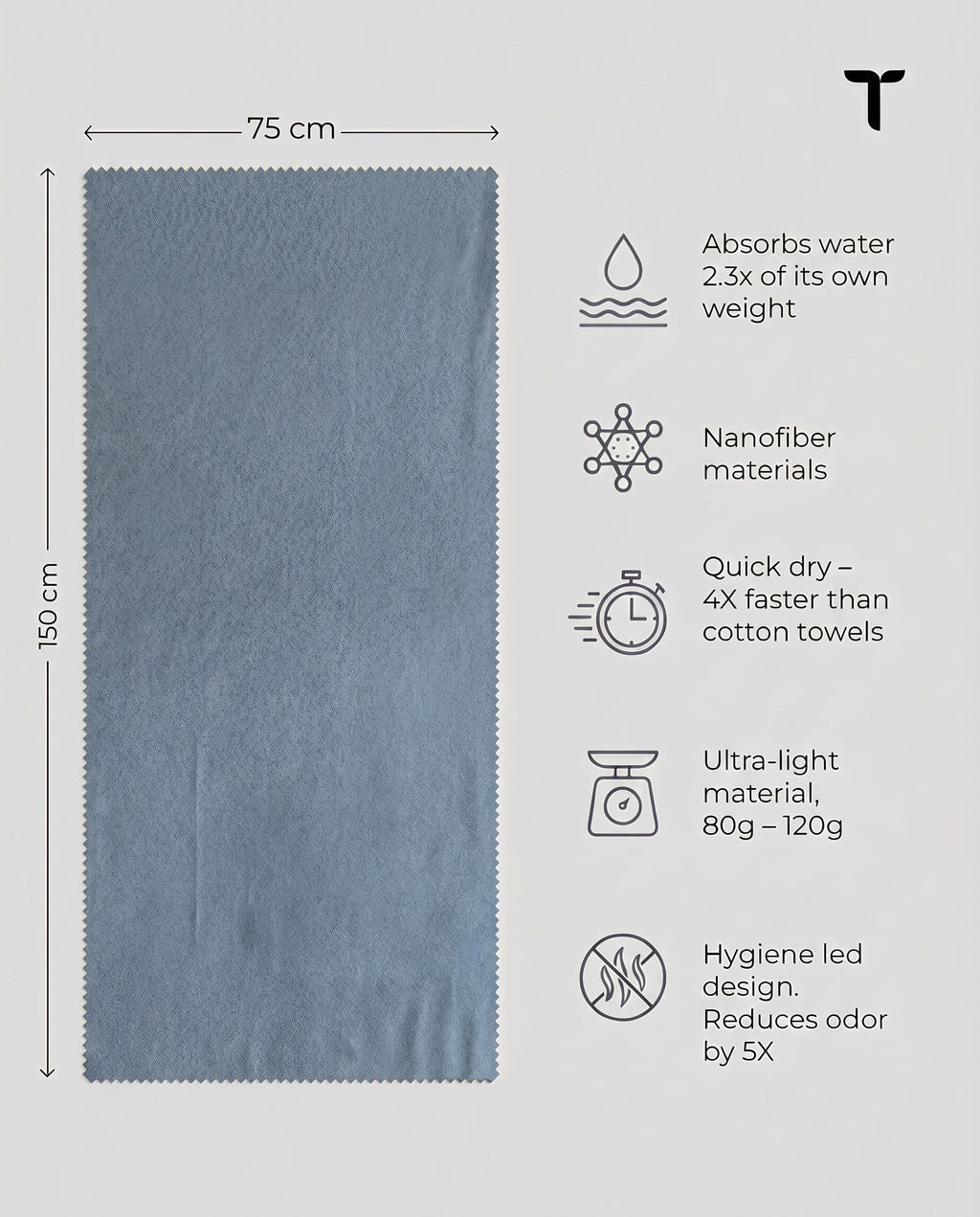 NanoLite Outdoor Shower Towel - Standard & Dark Grey