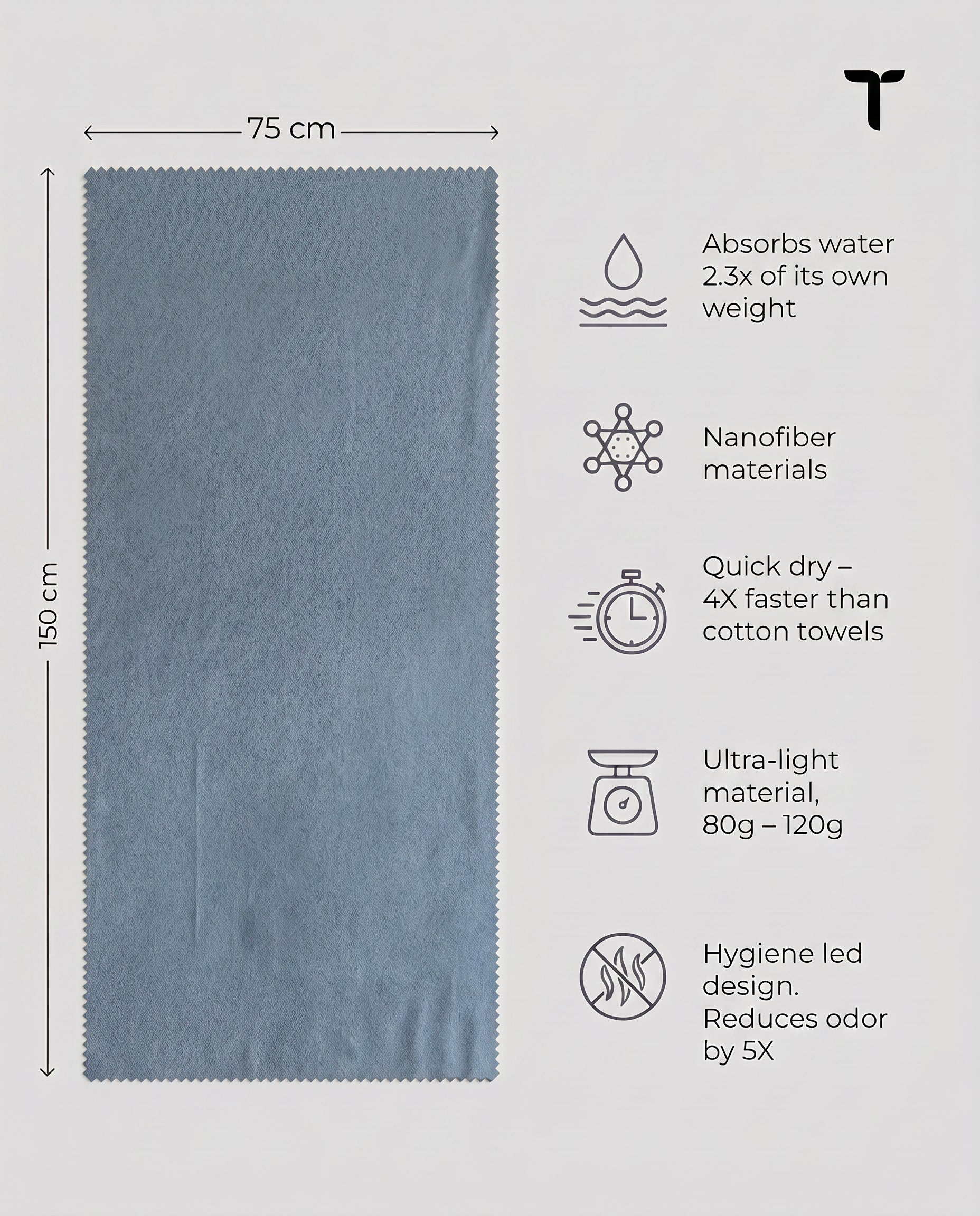 NanoLite Outdoor Shower Towel - Standard & Dark Grey